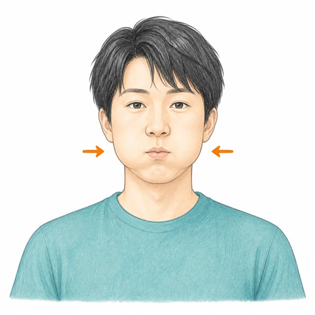 口腔体操資料に使える頬ふくらまし運動のイラスト